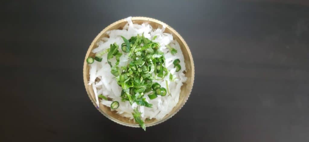 Radish, coriander, chilli